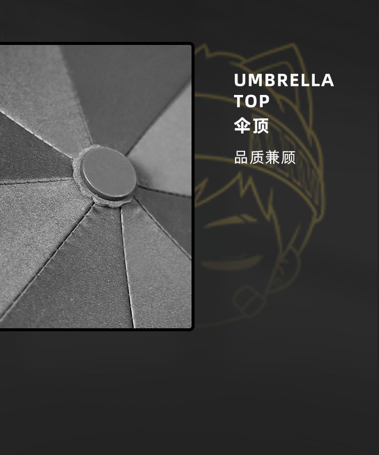 原创插画风折叠自动伞加厚加固厂家批发3折伞商务遮阳防晒黑胶伞详情7