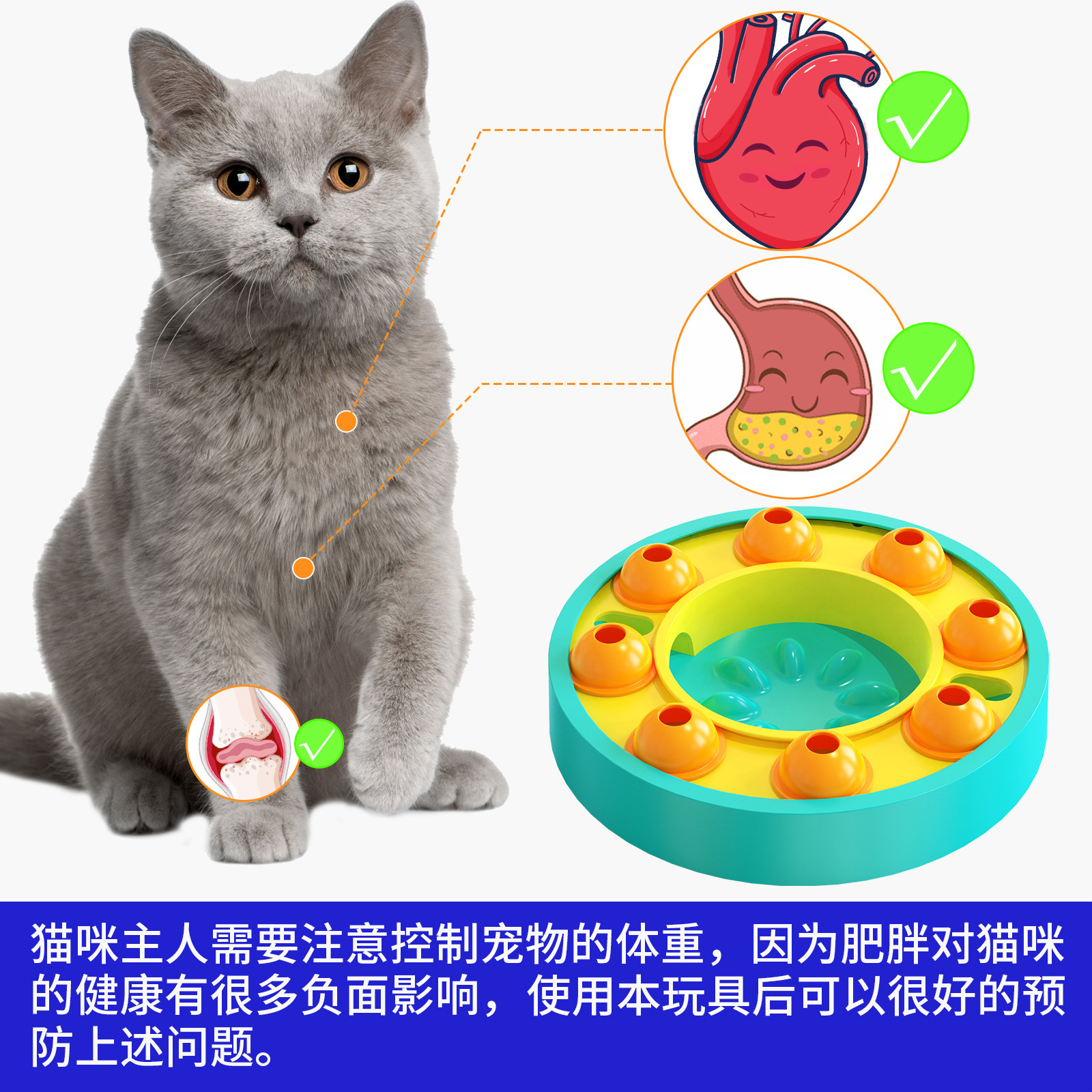 A new bestseller from a pet supplies manufacturer and wholesale company, the Amazon rotating leaky slow-eating cat bowl, an educational cat toy pic 22