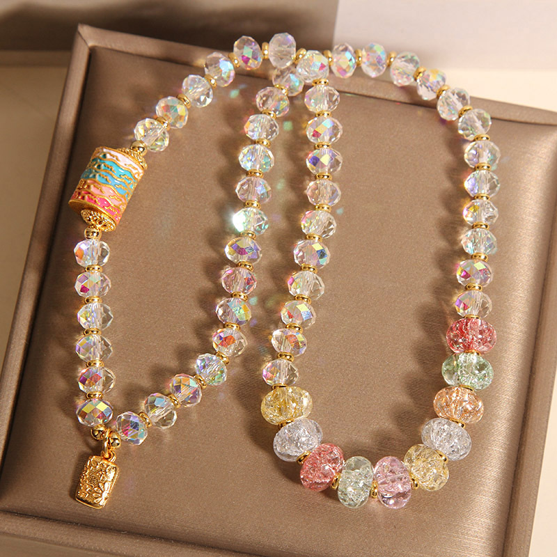 New Chinese-style white crystal double-loop bracelet for women, light luxury, niche and high-end feel, ice abacus beads stacked crystal bracelet pic 5