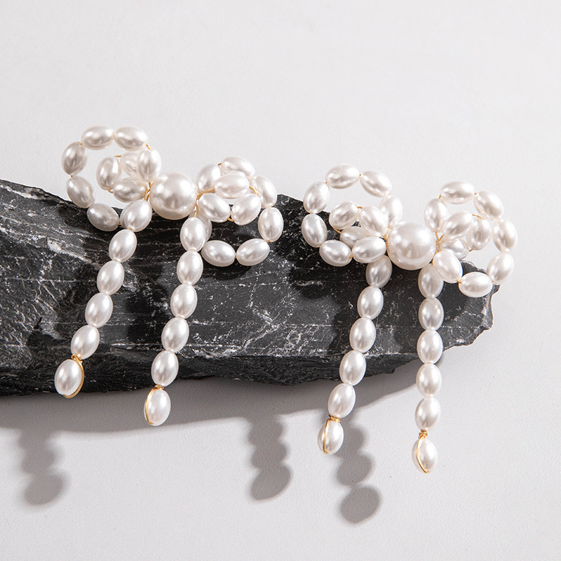 欧美跨境时尚镶钻大蝴蝶耳坠气质高级感桃心蝴蝶结仿珍珠耳饰女详情10