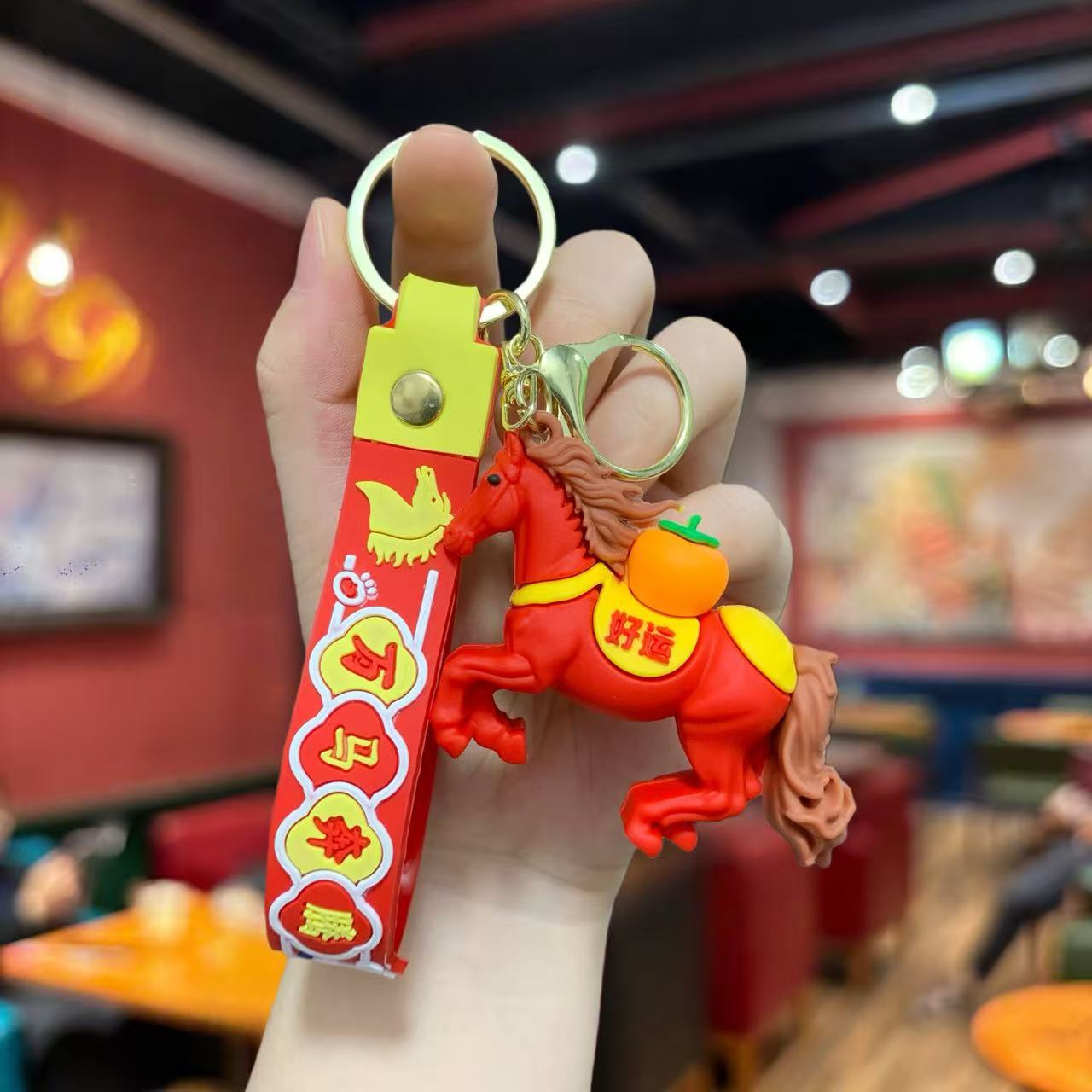 Horse Year zodiac horse figurine keychain pendant, cartoon PVC soft rubber zodiac year gift bag pendant, mascot pic 12