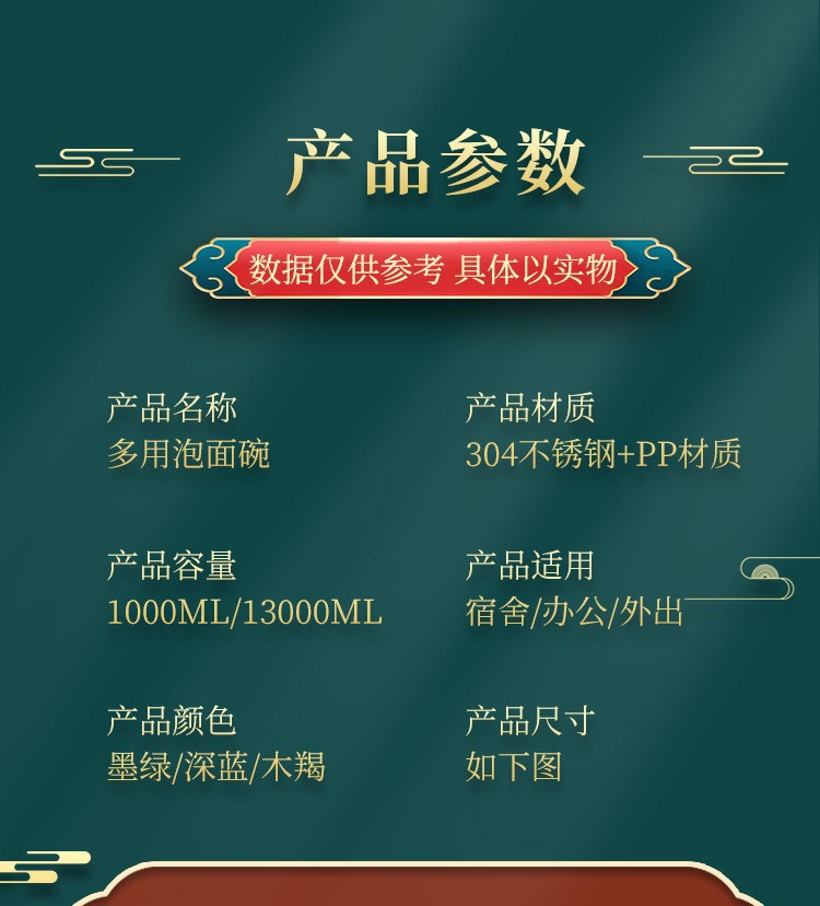 304不锈钢泡面碗学生饭碗带盖创意滤水方便面碗宿舍饭盒礼品logo详情13