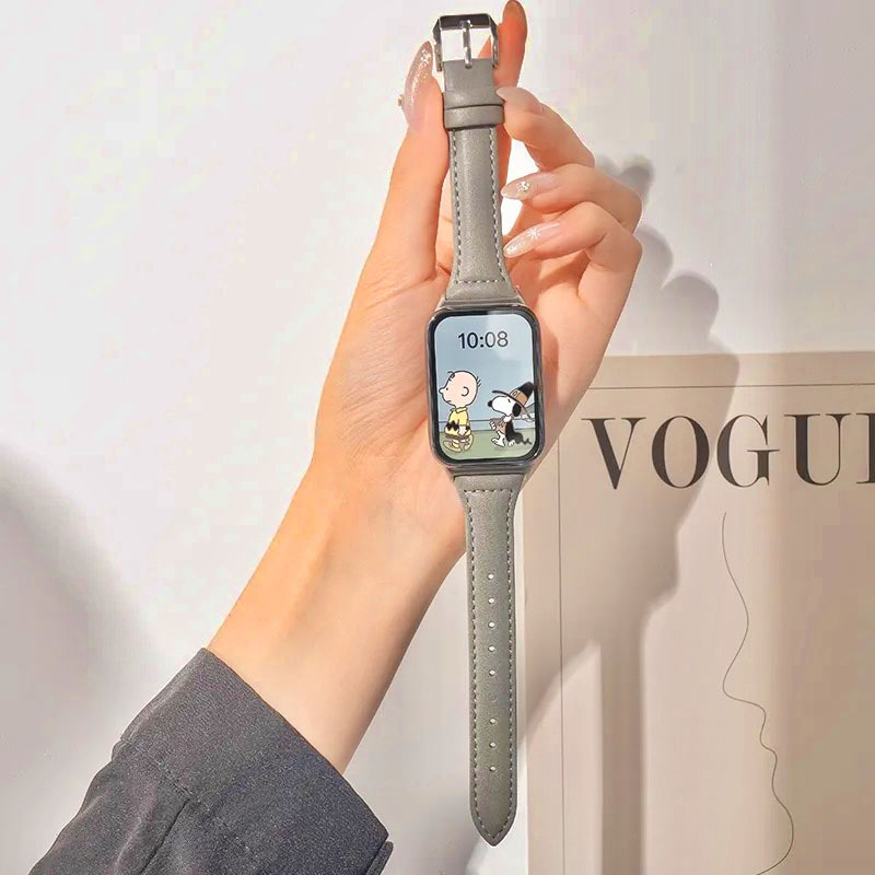 适用小米手环9pro手环表带8pro新款小蛮腰ins手腕带真皮质手表带详情4