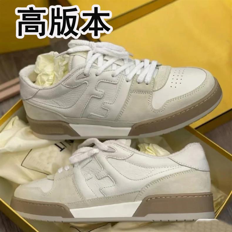 高版本F家match麂皮板鞋女平底系带拼接真皮小白鞋男女同款德训鞋详情10