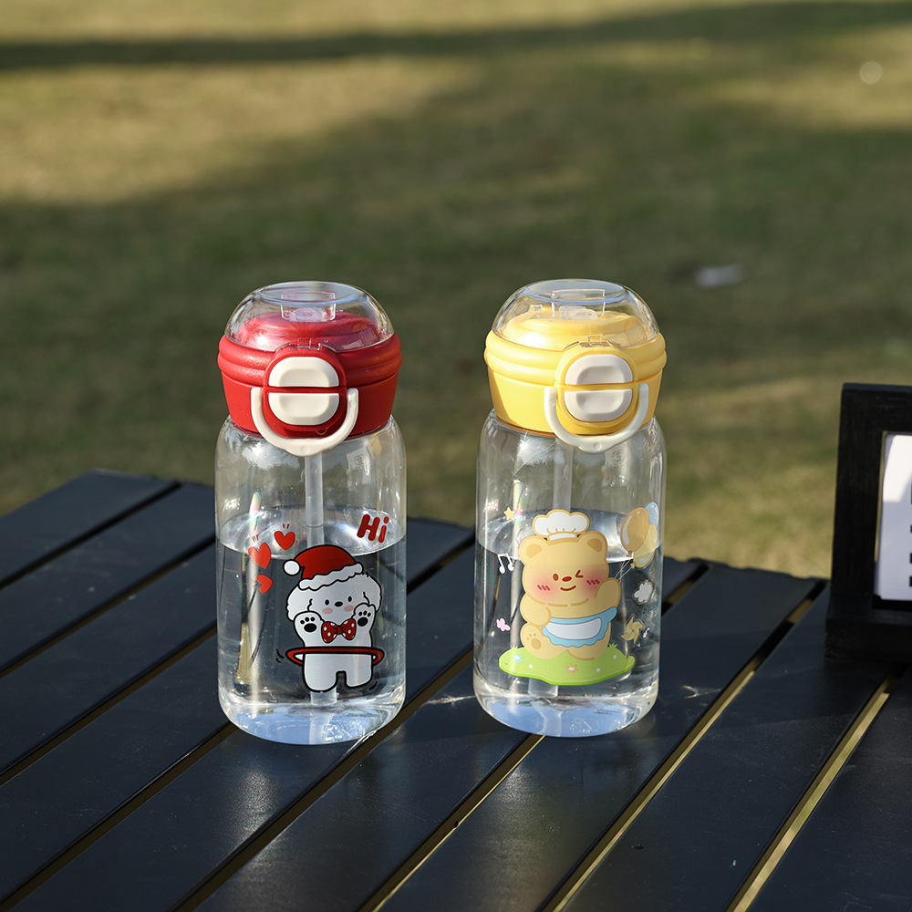 卡通塑料杯女生高颜值吸管双饮水杯便携式学生小众不撞款儿童可爱详情1