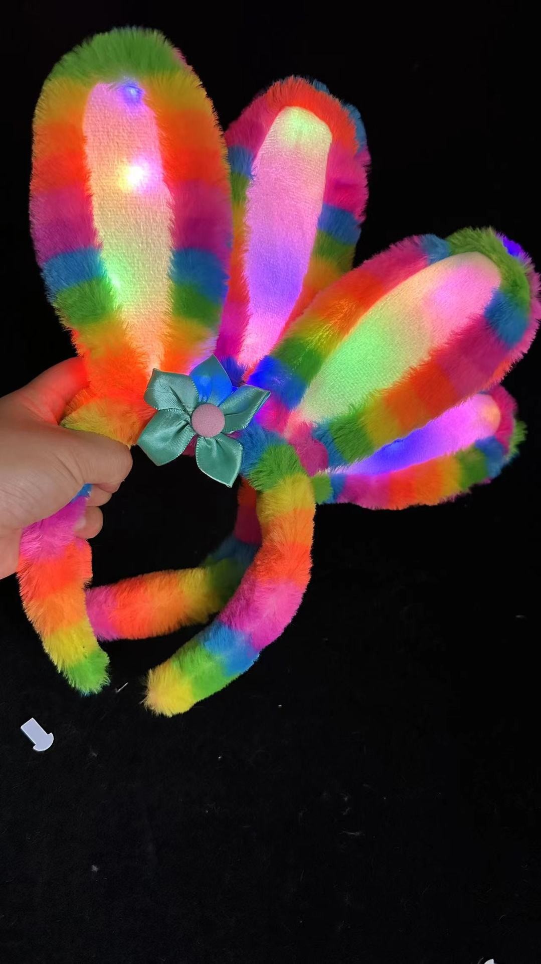 Glowing star Delu rabbit hairband, cute and sweet girl, plush face wash hairpin, headwear, street stall, night market toy batch pic 2