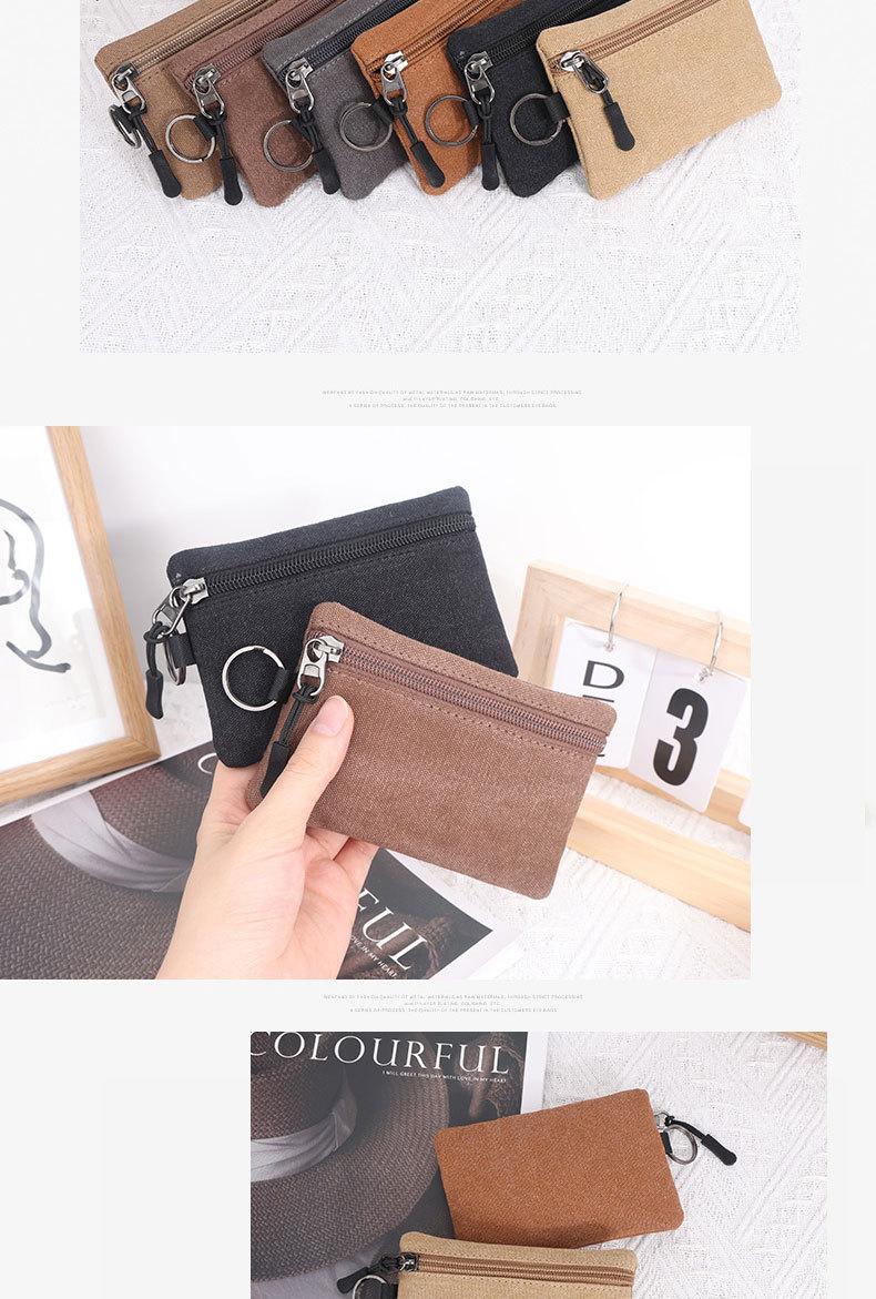 帆布小钱包零钱包便携小包挂绳挂扣女士钱包硬币钥匙卡包收纳包详情10