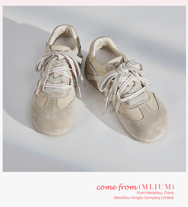 复古真皮德训鞋女2025秋季新款鞋子女双色鞋带歪头运动鞋休闲女鞋详情32