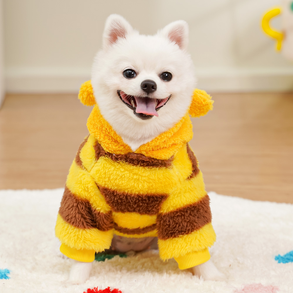 Big and small dog clothes, cat pet clothes, autumn and winter pet supplies can be towed wholesale, bee fleece transformation clothes pic 7