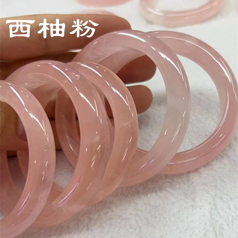 天然粉晶手镯奶冻莓莓蜜桃乌龙粉玉镯冰种水晶镯子芙蓉石少女饰品详情4