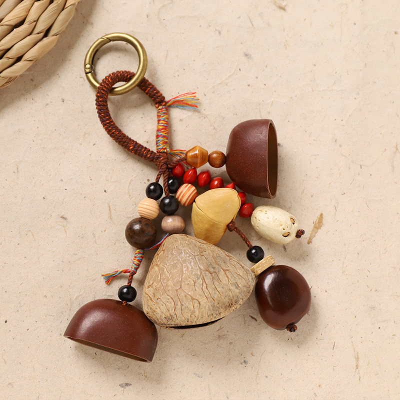 Best-selling natural healing fruit shell bell pendant, string, fruit shell hand-cranked stress-relieving sound therapy bag, wind chime, personalized pendant pic 13