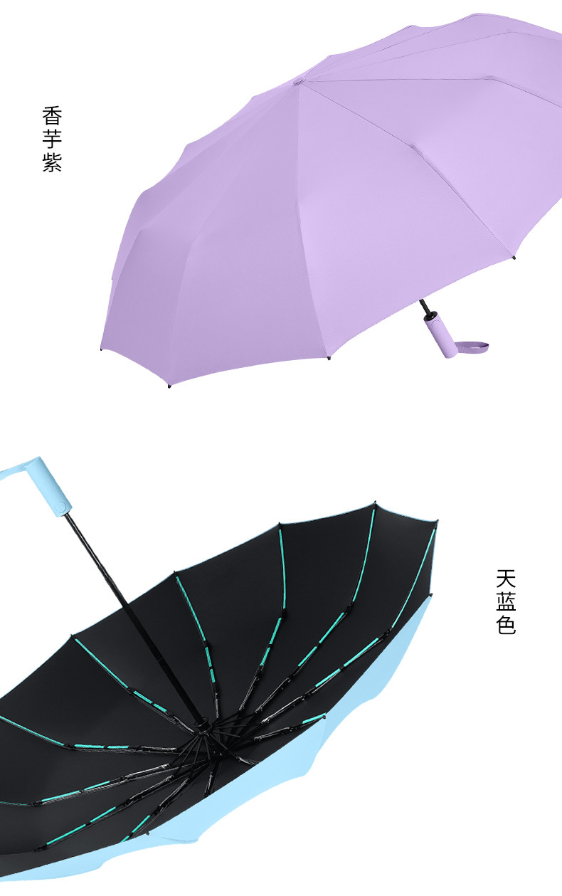双骨伞自动开收折叠晴雨两用小清新雨伞48骨创意三折伞一件代发详情3