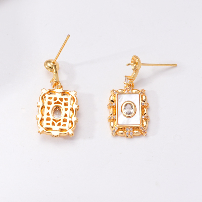 S925 Silver Needle Pearl Stud Earrings, micro-inlaid natural white shell butterfly semi-finished earrings, hollow base diy accessories pic 7