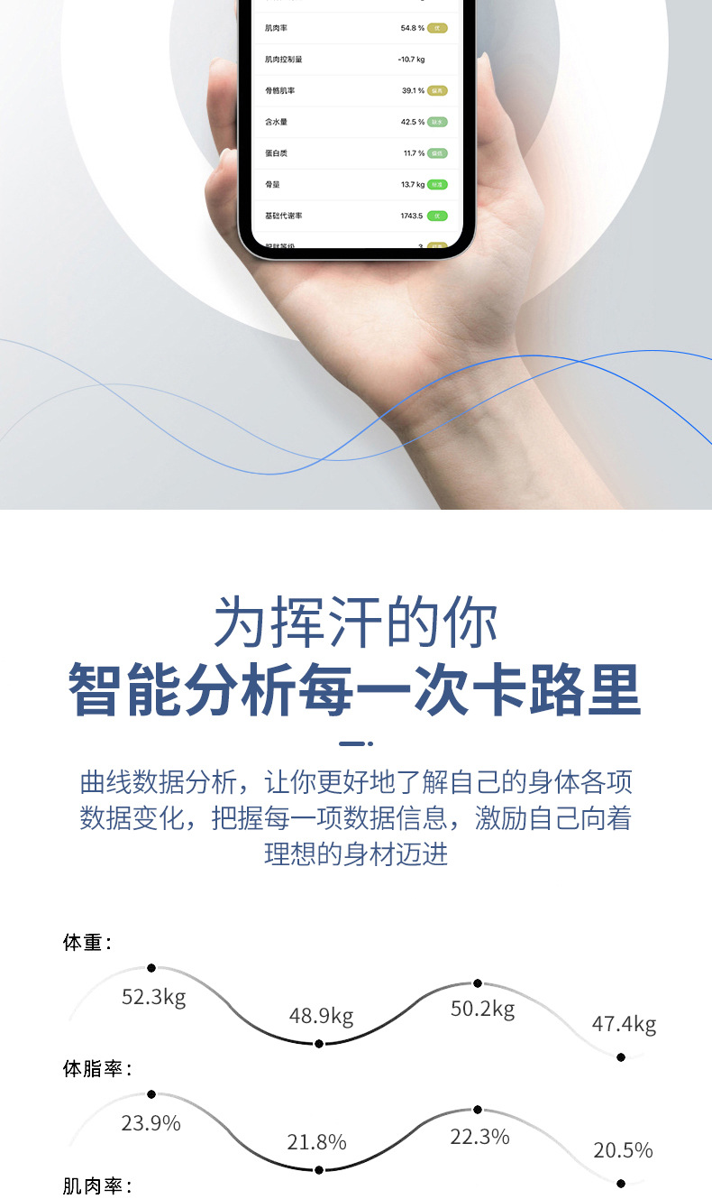 体重秤家用智能体脂秤小型称重电子秤人体充电款高精准米家测脂肪体重电子称家庭人体电子称详情5