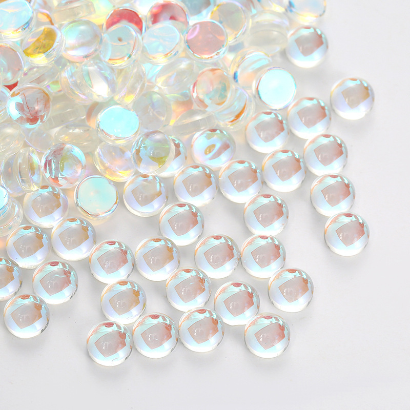 人鱼珠透明幻彩美甲钻圆形平底烫钻水晶玻璃美甲饰品摩卡钻水钻详情4