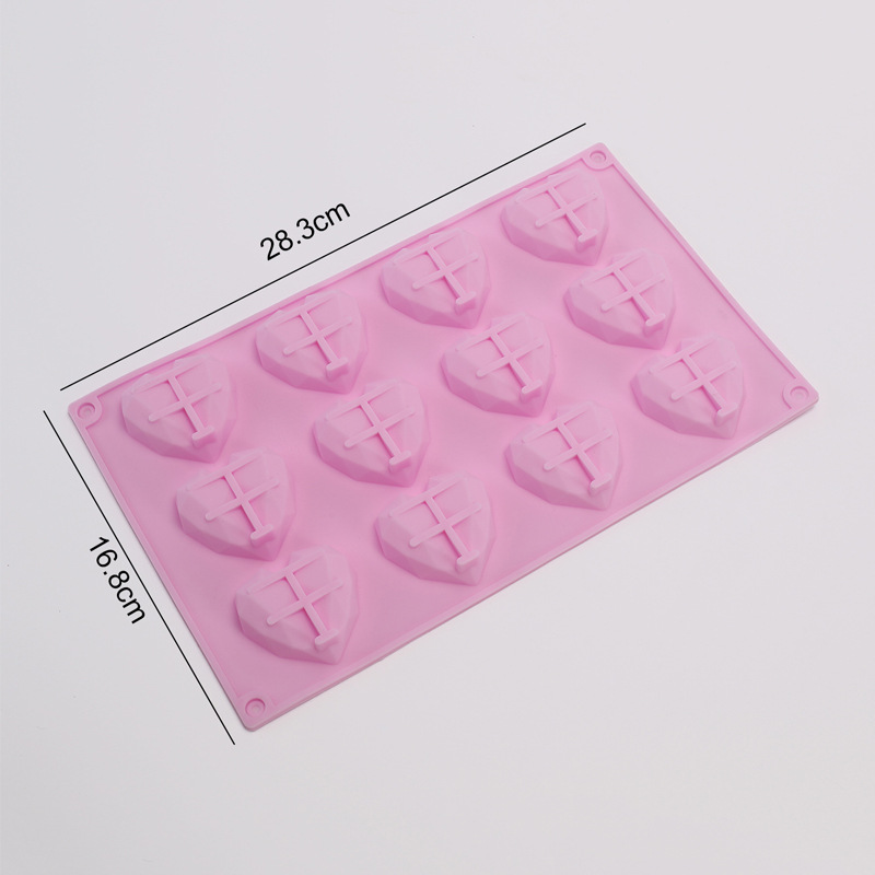 Folded heart-shaped diamond heart, Russian Mousse mold, silicone, French dessert, topped cake, home baking pic 1