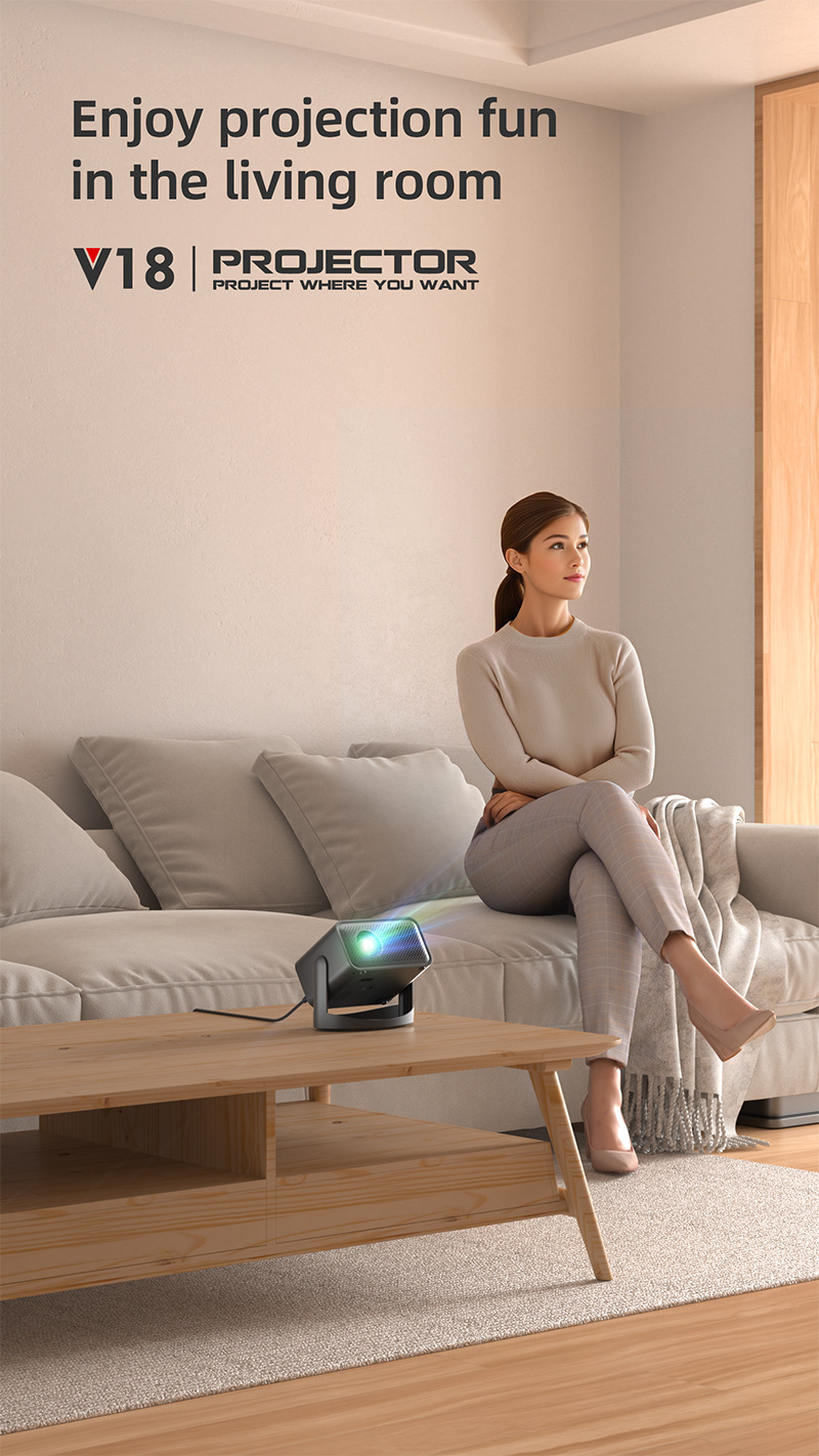 跨境新款高清便携式家庭投影仪4k手机无线同屏自动梯形安卓投影机详情6