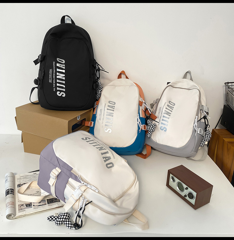 韩版新款书包女高中生日系简约初中生双肩包男初中大学生电脑背包详情31