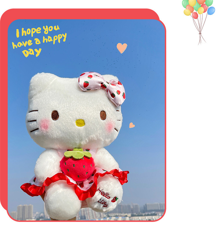 Wholesale of cute strawberry Hello Kitty dolls, plush toys, KT dolls, claw machine dolls, birthday gifts for girls pic 15