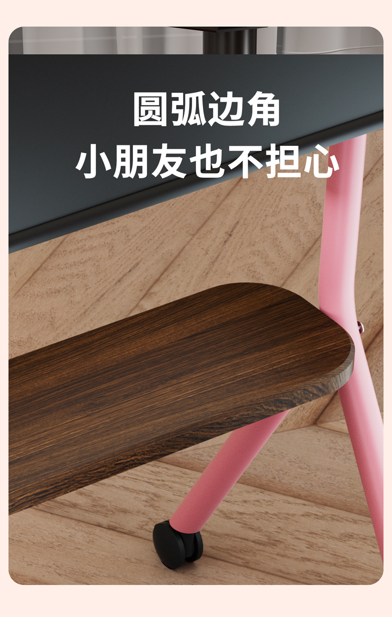 可移动电视机支架落地式带轮推车适用32-75英寸粉色艺术颜值支架详情14