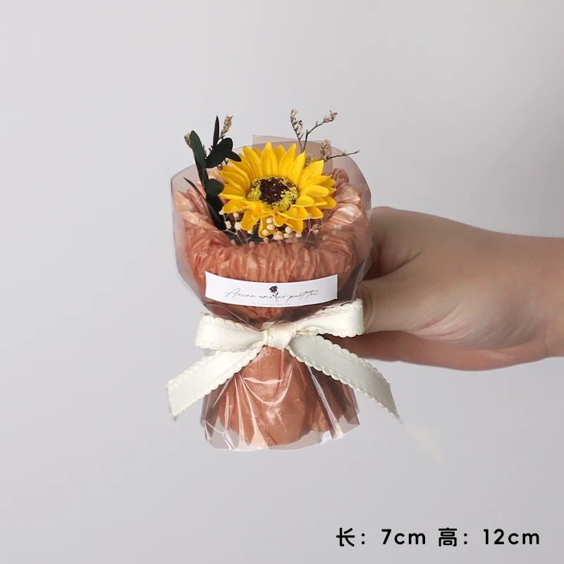 迷你口袋见面小花束玫瑰向日葵永生花仿真花伴手礼盒生日礼物装饰详情11