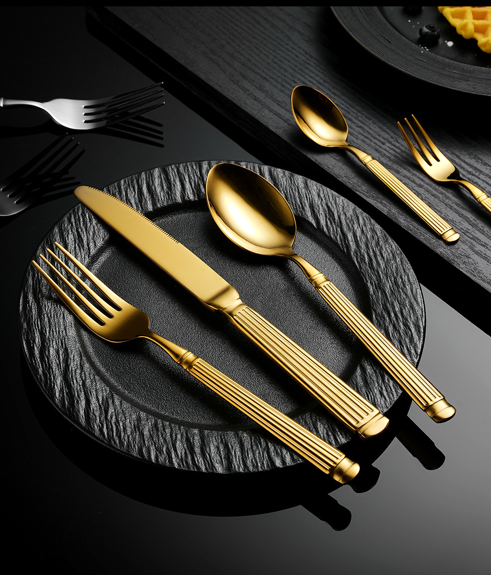 spoon不锈钢餐具叉子罗马柱刀叉勺高级感跨境西餐不锈钢刀叉餐具详情13