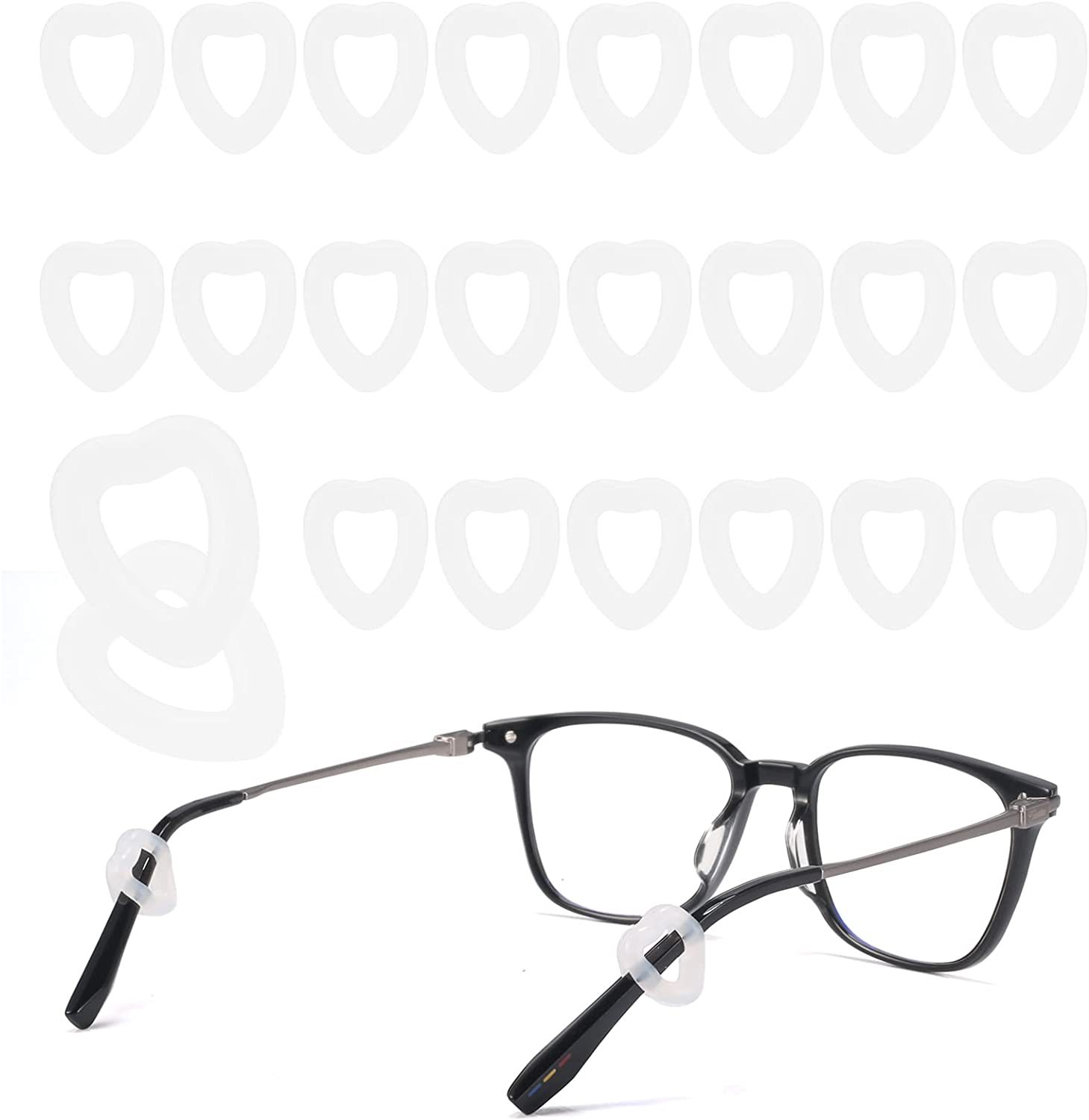 Cross-border bestseller 12 pairs of heart-shaped silicone anti-slip ear tips, comfortable anti-slip fixed ear pads, and eyeglass foot tips to prevent detachment pic 10