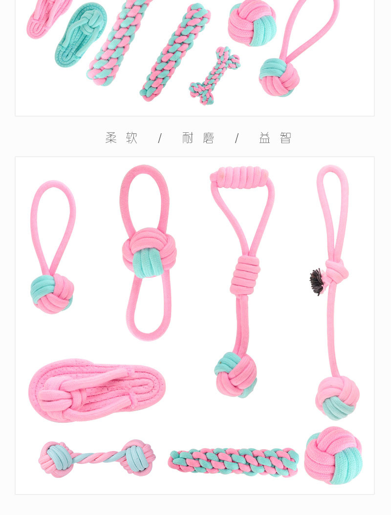 The manufacturer has a new type of pink and blue pet cotton rope knot toy set, a durable teething dog toy, and pet toys in stock pic 10
