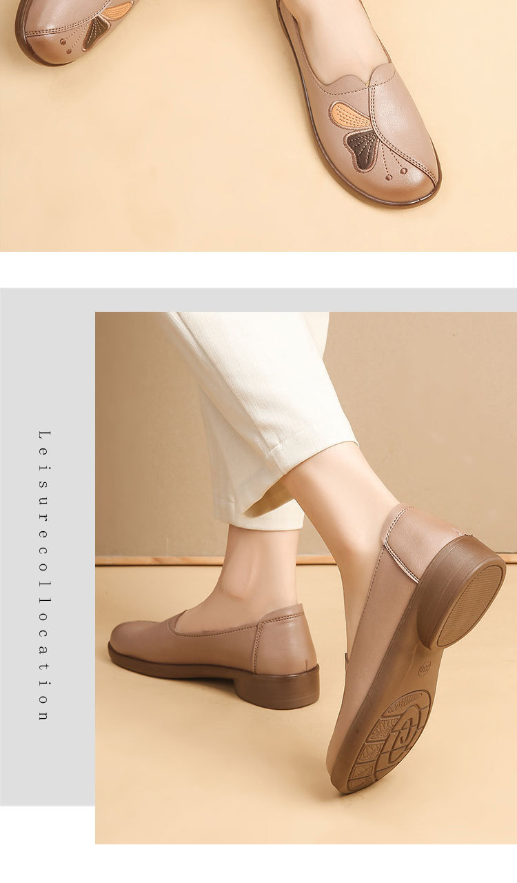 秋季新款妈妈鞋春秋款真皮中老年平底妈妈单鞋老人防滑软底皮鞋详情14