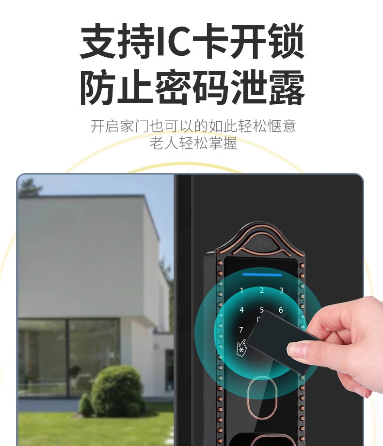 Bull head lock, electronic lock, anti-theft door, courtyard fingerprint lock, apartment iron gate, graffiti all smart lock, old-fashioned combination lock pic 15