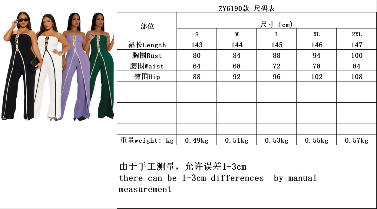 ZY6190 Amazon Independent store strapless false two-piece elegantly designed jumpsuit New partyjumpsuit pic 1
