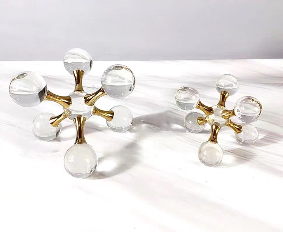 Modern and simple geometric metal crystal molecular ball decorative items, model room, living room, entrance hall, TV cabinet, desktop decoration pic 1