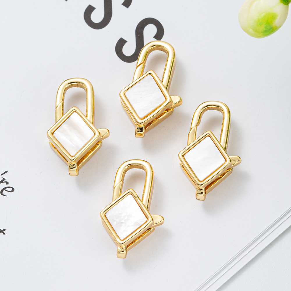 White shell geometric four-leaf clover butterfly Lobster clasp diy necklace bracelet accessory material Decorative clasp End connection clasp pic 9