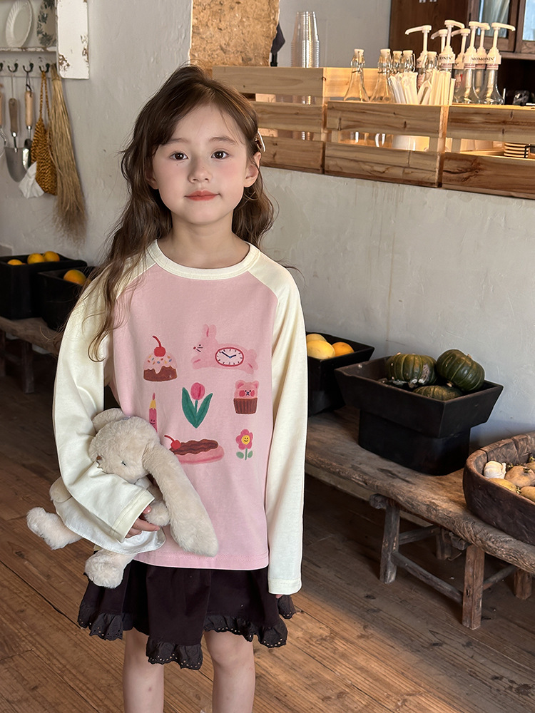 2024秋季新款儿童秋装长袖T恤上衣女童宝宝230克卡通插肩打底衫潮详情28