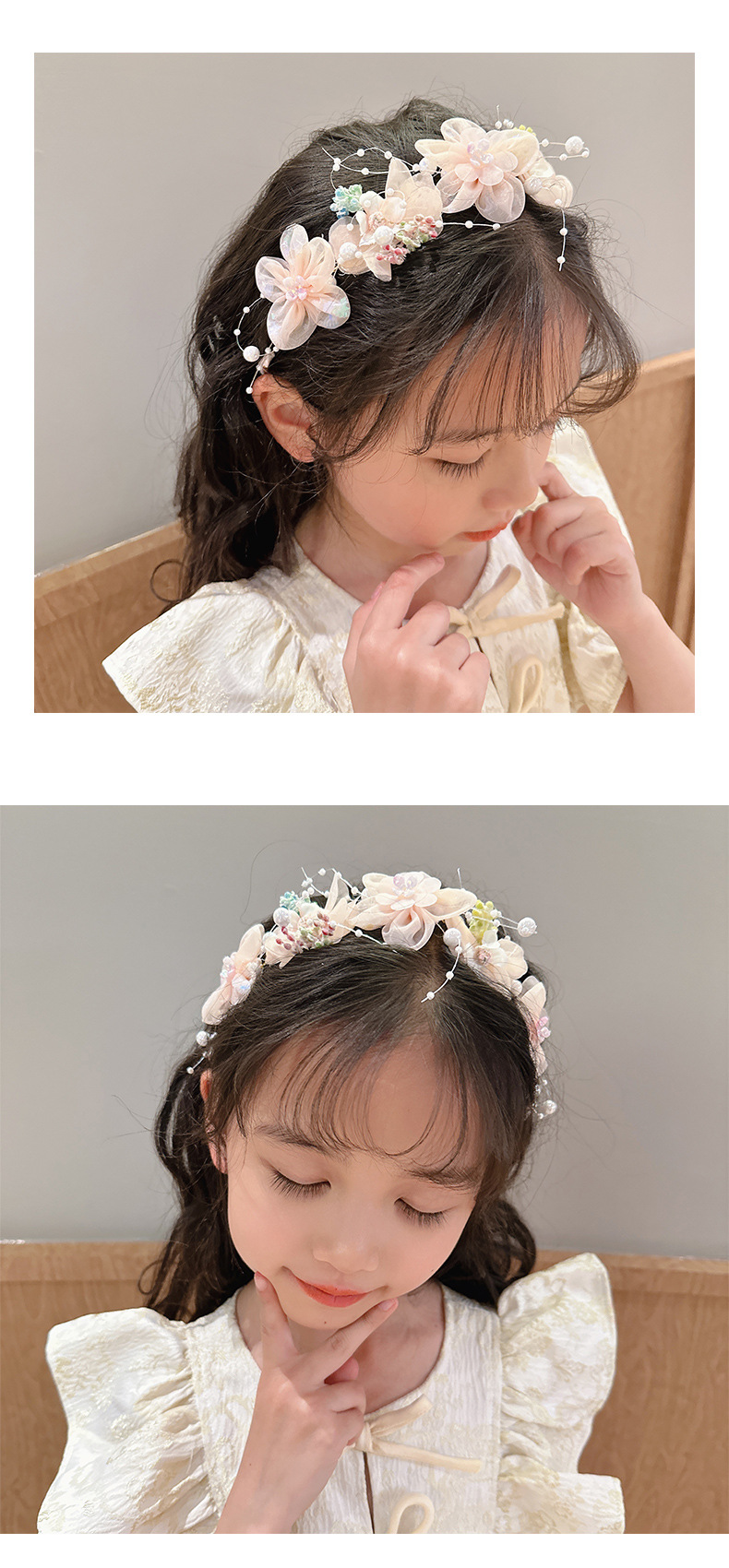儿童皇冠头饰公主花环超仙发箍花童婚礼头花女孩头箍发饰女童发卡详情21