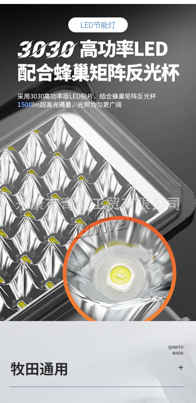 多功能充电式LED灯锂电投光灯工作灯照明灯应急灯双USB可手机充电详情3