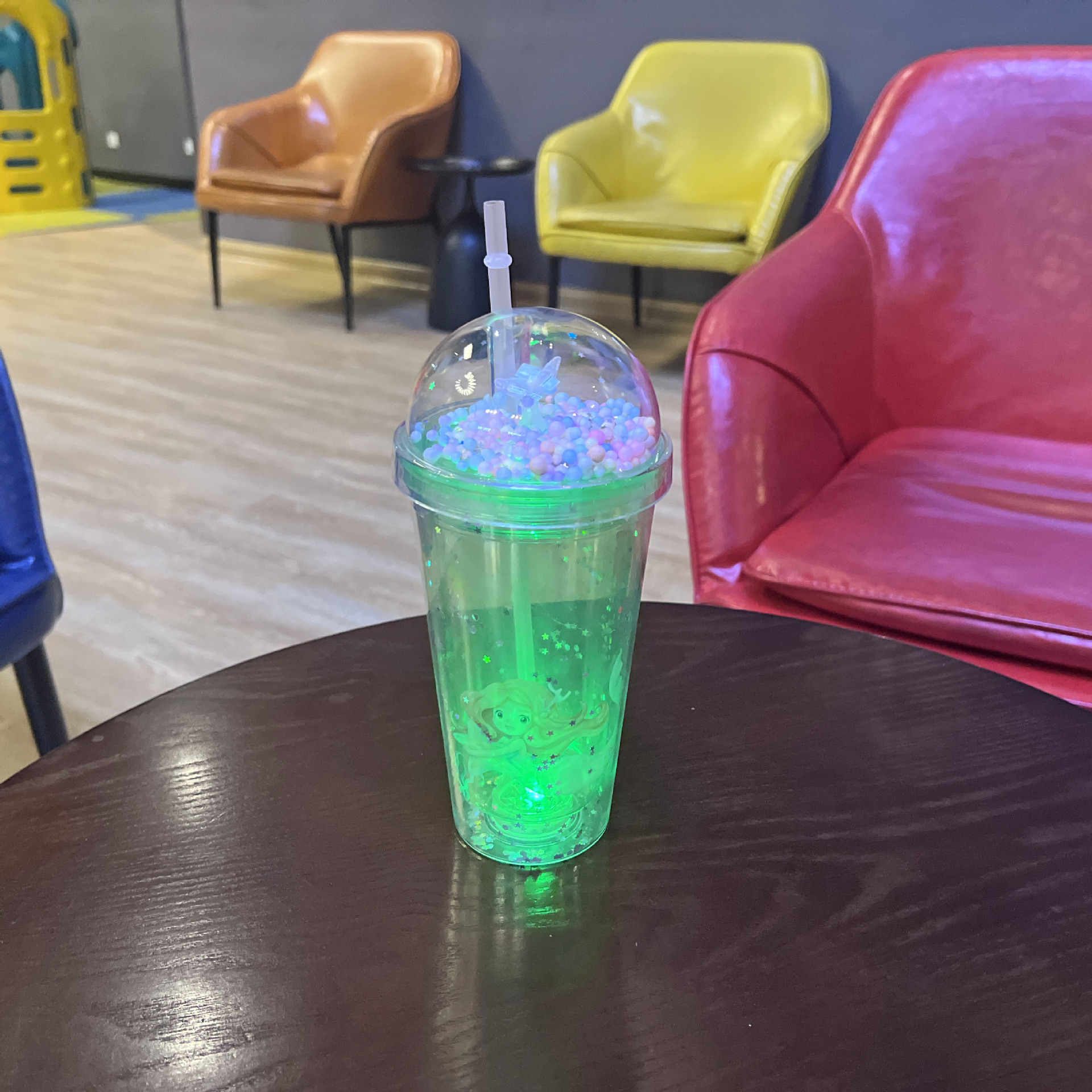 创意卡通美人鱼塑料吸管杯子夏日双层碎冰杯网红可爱塑料水杯批发详情17