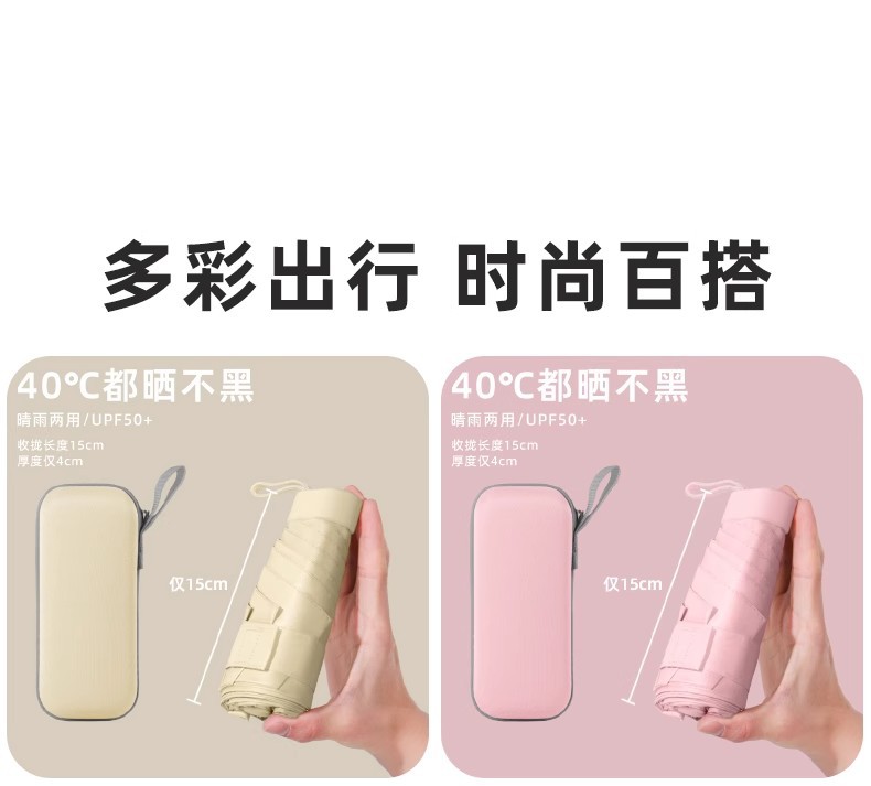 遮阳伞小巧便携扁六折超轻太阳伞防晒防紫外线迷你口袋伞女卡包伞详情12