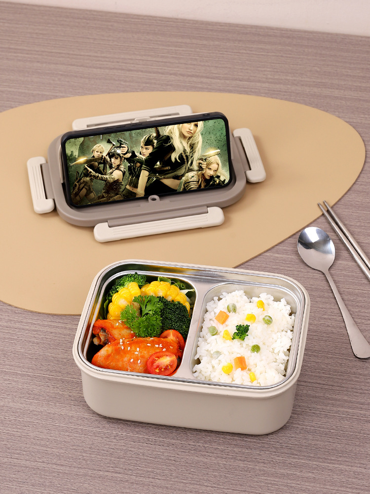 304 insulated lunch box, portable lunch box for office workers and students, compartments bento box, leak-proof fast food plate, cross-border gift pic 7