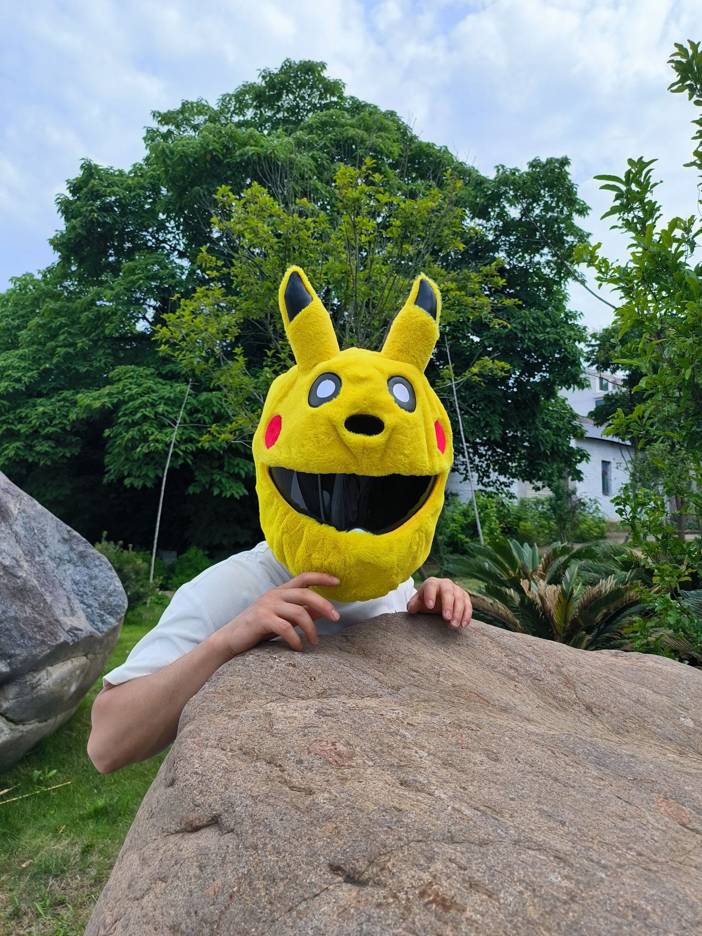 Cartoon outdoor cycling mask, Pikachu plush, personalized and fashionable helmet cover, motorcycle safety helmet protective cover for protection pic 15