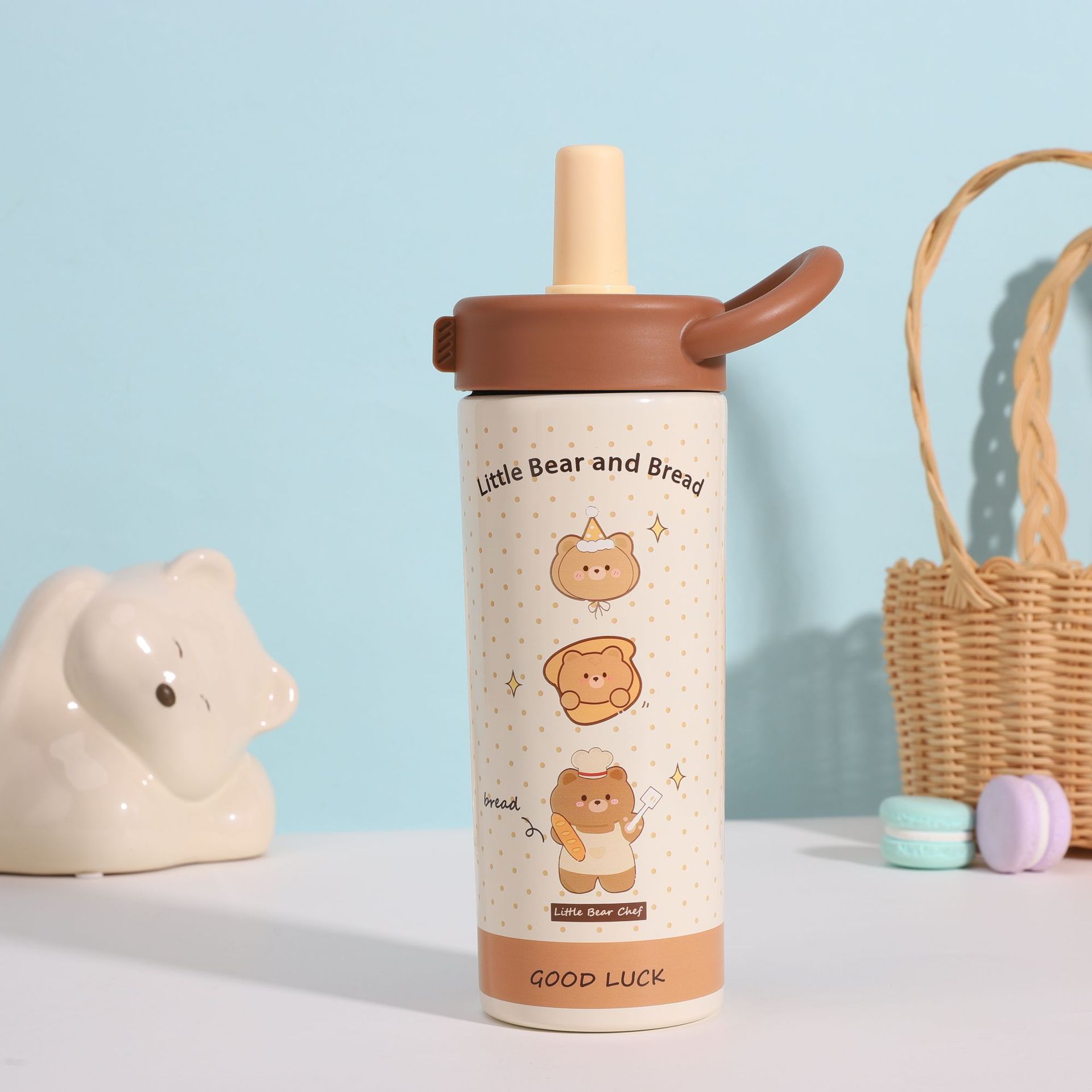 New 316 stainless steel insulated cup with high appearance level, portable straw cup for boys and girls, and cute cartoon hand-held water cup pic 5