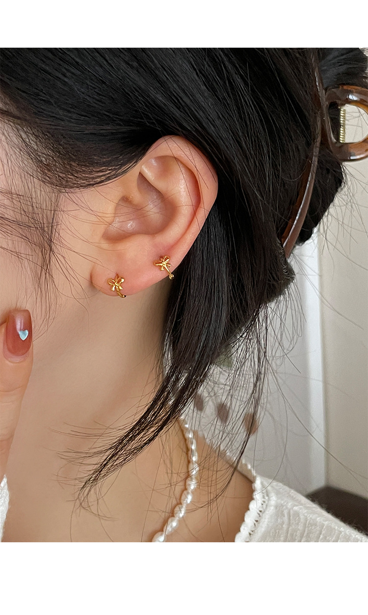 999纯银蝴蝶结耳扣简约小巧精致小众设计感高级自然百搭新款耳环详情14