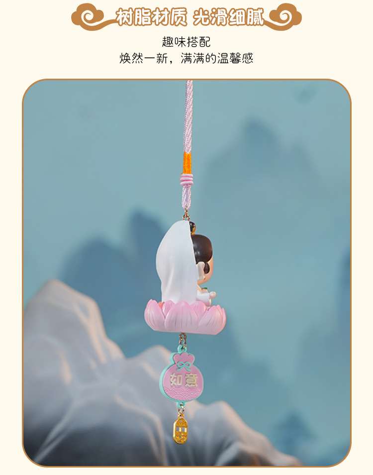 情绪稳定小观音菩萨车载挂件装饰礼物文创摆件莲花玩偶批发详情7