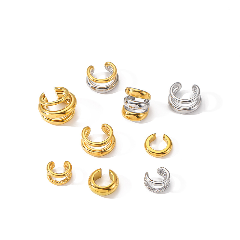 New cross-border Ins-style internet-famous titanium steel ear bone clips, no ear holes, versatile and high-end, 18K gold stainless steel ear clips pic 8