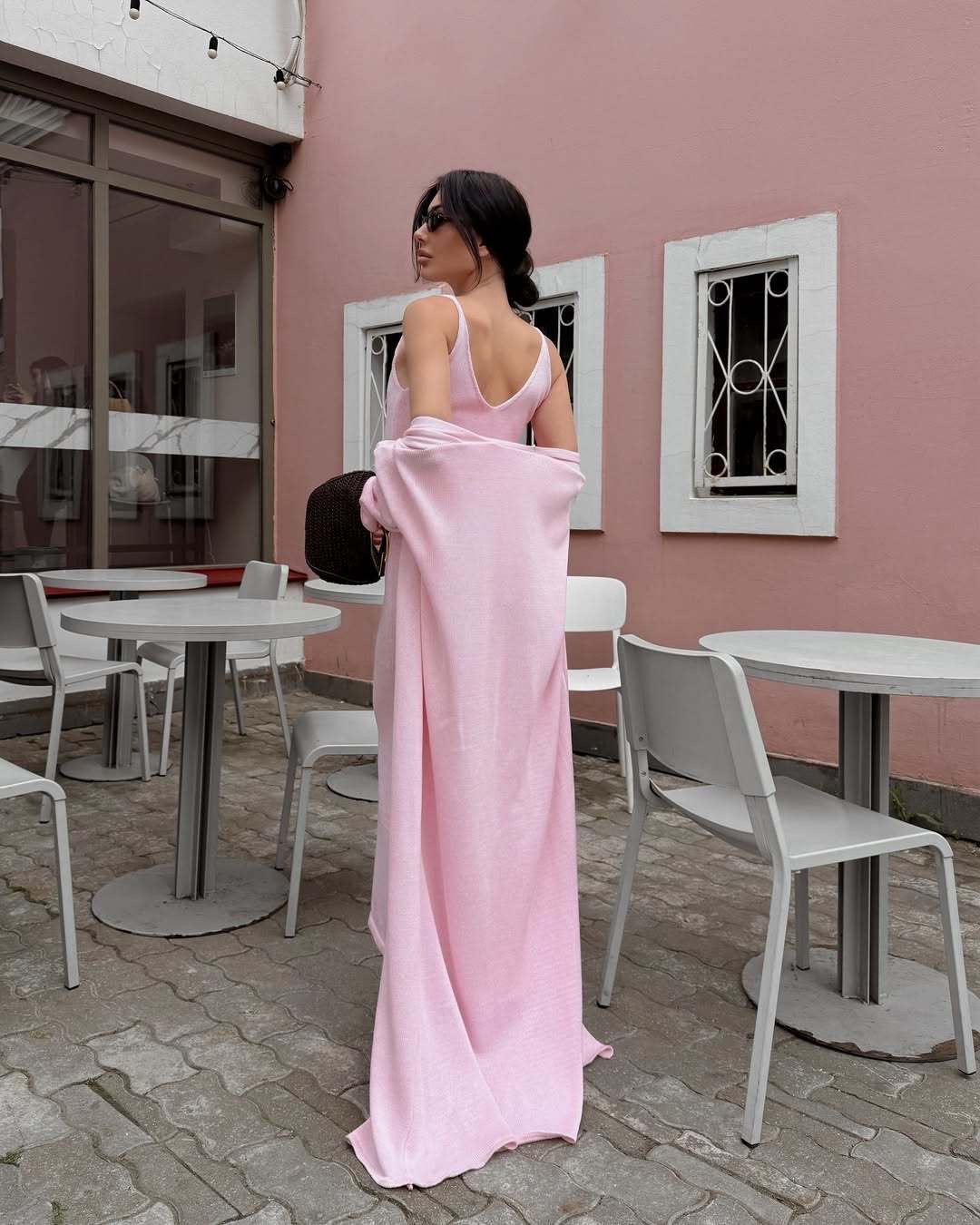 2025 Cross-border Bestseller Pure Cotton Knitted Set: Sexy Deep V halter long Dress + Lazy cardigan: Soft and skin-friendly pic 37