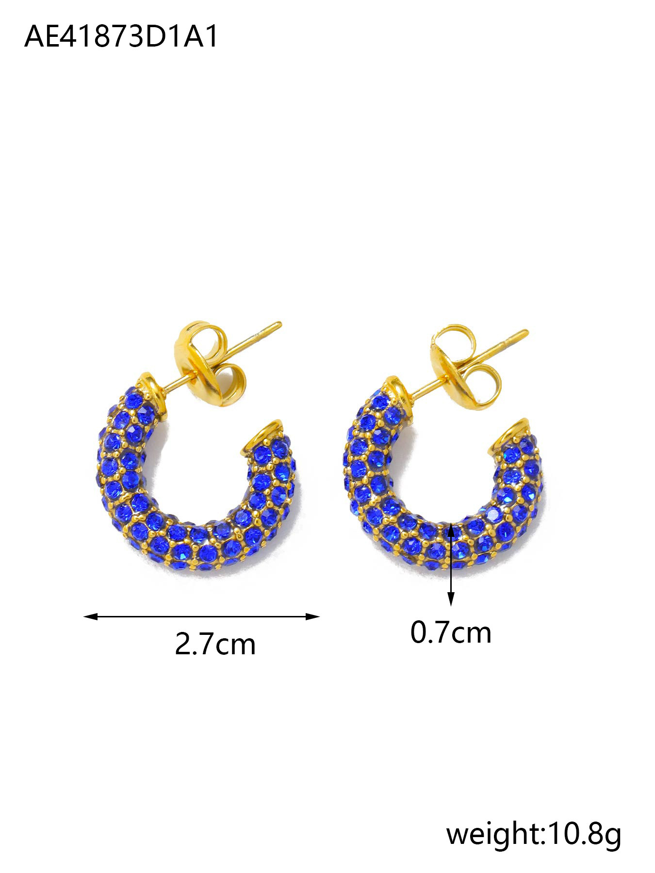 Wholesale of new gold-plated earrings, seven-color full diamond ear rings and earrings, high-end jewelry that are popular on Instagram in Europe and America pic 4