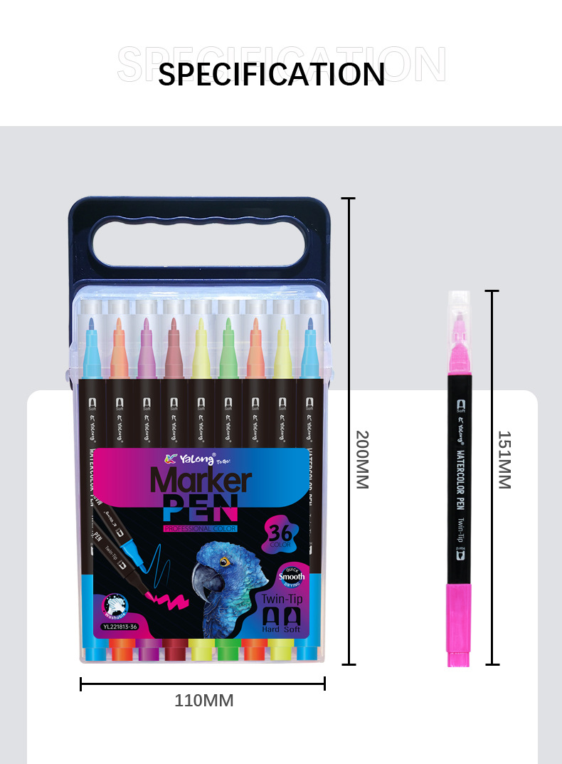 Yalong Cross-border 36-color Marcadores washable new marker pen, smooth quality, brush marker pen color paint pic 8