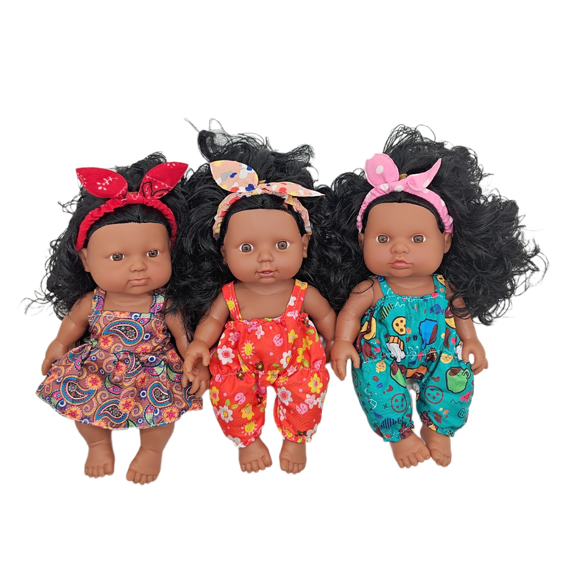 18-33CM Black doll, full-body vinyl rebirth doll, soft vinyl simulation baby, African doll, music doll pic 8