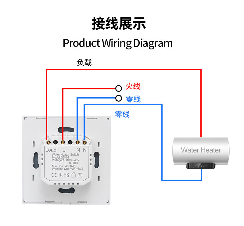 European-style graffiti smart touch switch remote control smart WiFi voice control 20A high-power water heater switch pic 8