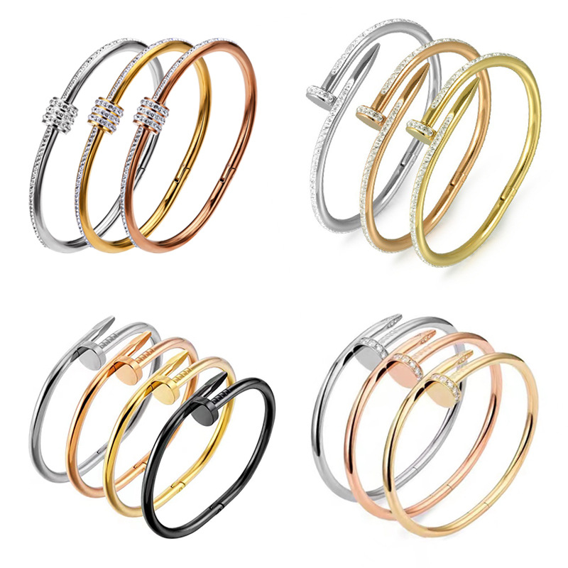 A classic 18k rose gold titanium steel bracelet that is a bestseller in Japan and South Korea. It is a unisex love nail bracelet that does not fade pic 1